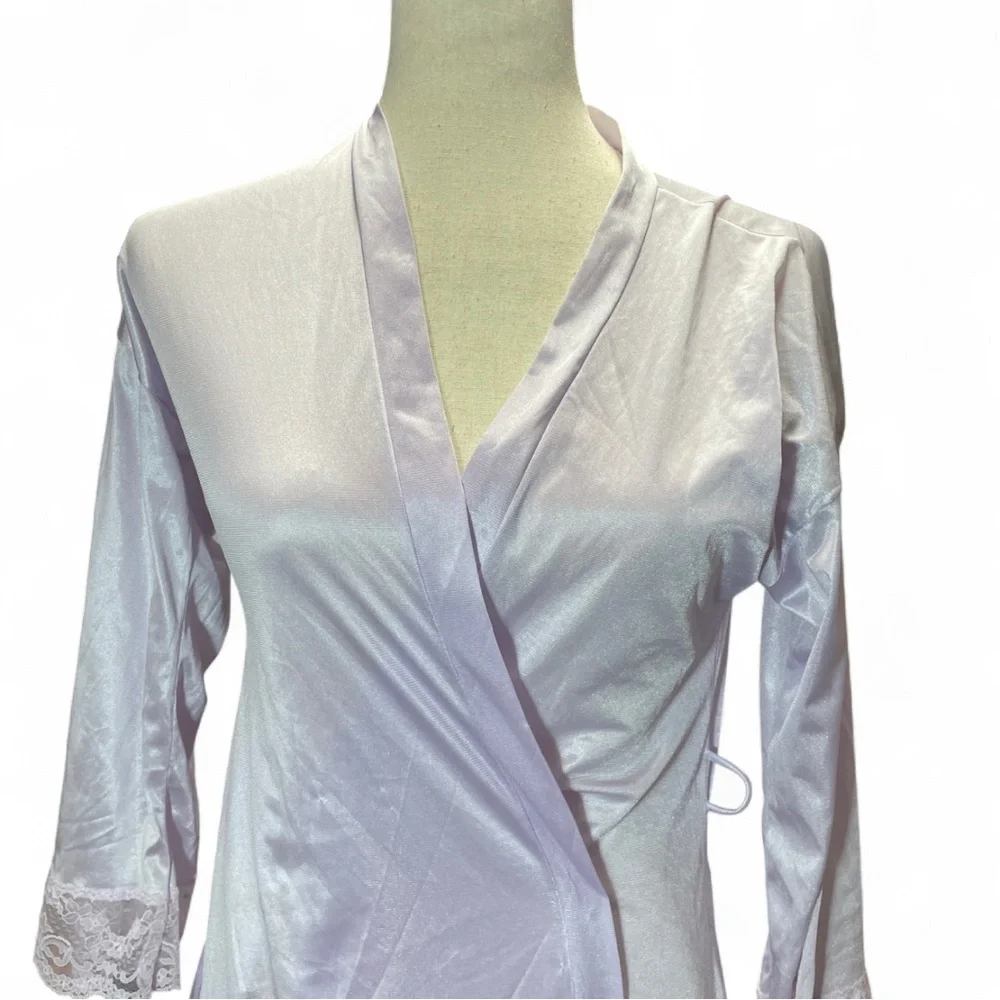 Vintage Fantasy Nightwear Lavender‎ Robe Lace Sleeves Size Small